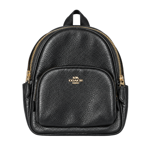 Coach Mini Court Backpack Black Pebbled Leather Gold Hardware