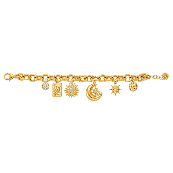 Elizabeth Cole Skylar Celestial Charm Bracelet 24K Gold Plated
