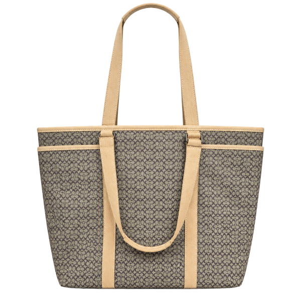 Coach Signature C Canvas Vachetta Leather Tote Bag F77014 Brown
