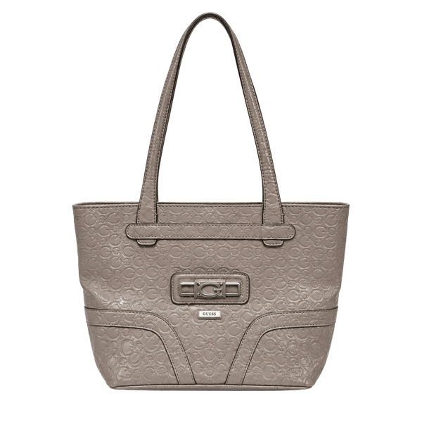 Guess Logo Embossed Metallic Tote Bag Bronze