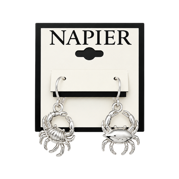 Napier Silver Tone Crab Drop Earrings