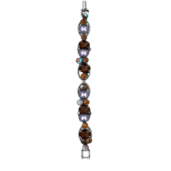Weiss Vintage Rhinestone Cocktail Link Bracelet Brown Amethyst