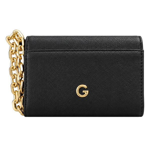 GUESS Black Wallet with Gold Chain Strap