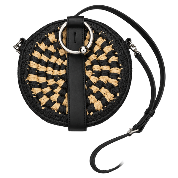 Rebecca Minkoff Leather Trim Raffia Crossbody Bag - Black Crossbody Bags, Handbags - WRM116893