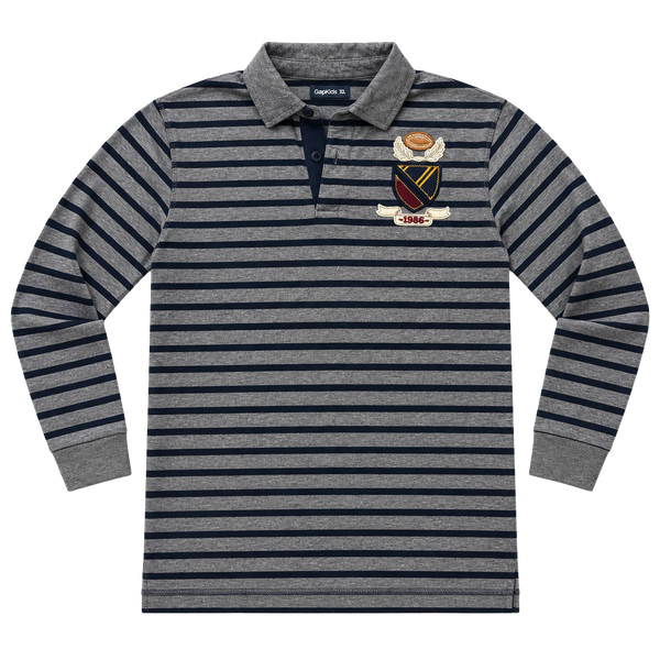Gap Kids Striped Long Sleeve Rugby Polo Shirt XXL 14-16 Patch