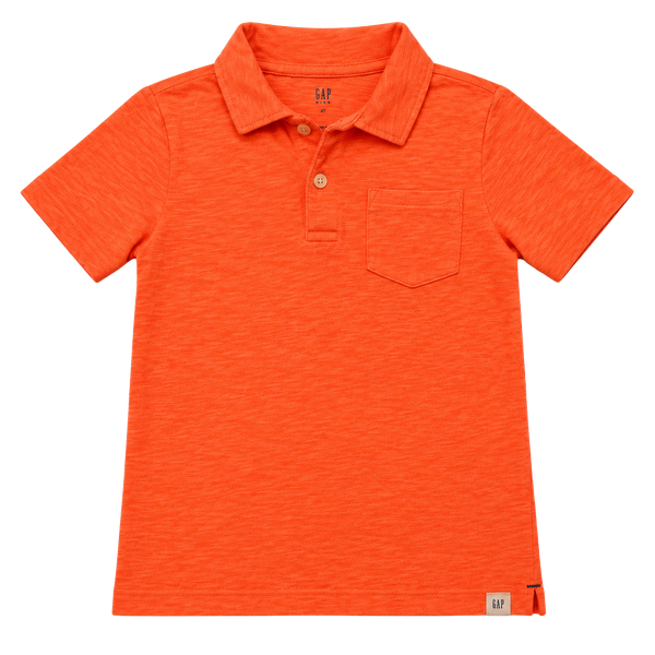 Gap Kids Polo Shirt Size S Neon Orange Slub Cotton Pocket