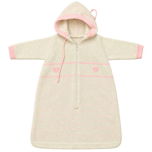 Fun Pride Joy Baby Sleep Sack White Pink Knit Hooded Heart Size 3M