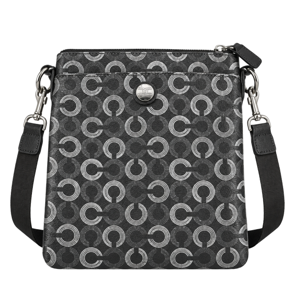 Coach Op Art Coated Canvas Crossbody Swing Bag Black Grey