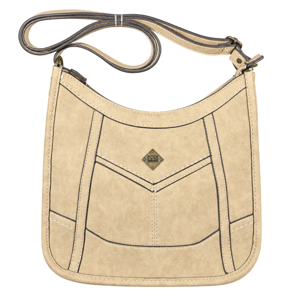 Born Concept BOC Crossbody Charging Shoulder Bag Vegan Suede Fawn NWT