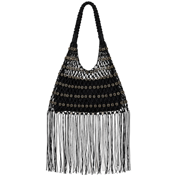 Free People Embellished Fringe Bag Black