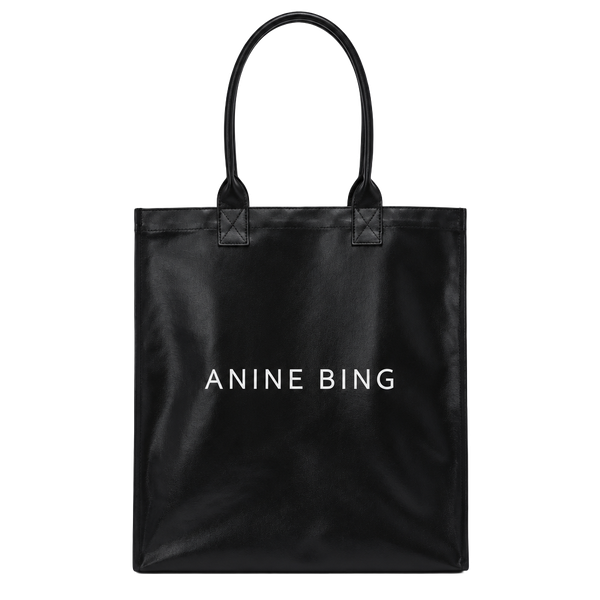 Anine Bing Leonie Coated Canvas Tote Bag Black