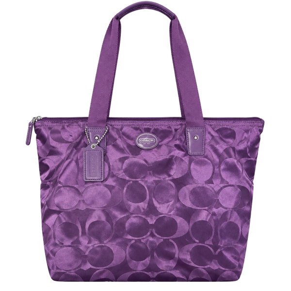 Coach Signature Plum Purple Nylon Tote Bag