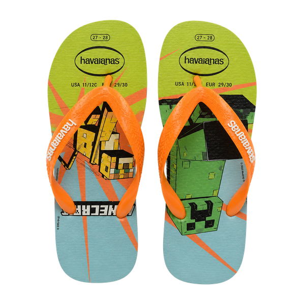 Havaianas Minecraft Flip Flops USA 11/12C Kids Orange