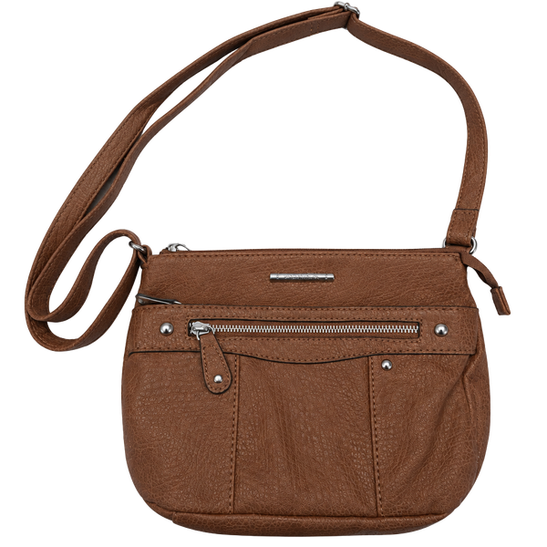 Jaclyn Smith Brown Faux Leather Crossbody Handbag