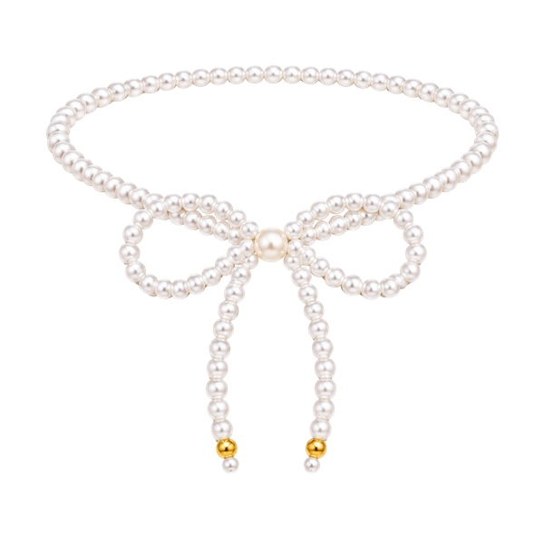 Elegant White Pearl Bow Choker handmade 
