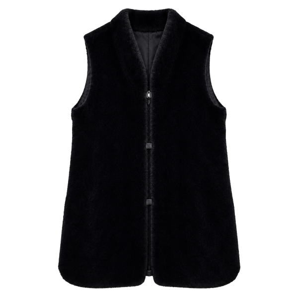 Vintage Jordache Faux Fur Vest Size 13-14 Black Studded Made In USA