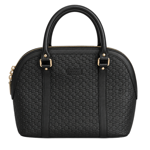 Gucci Guccissima Leather Dome Satchel Black Handbag