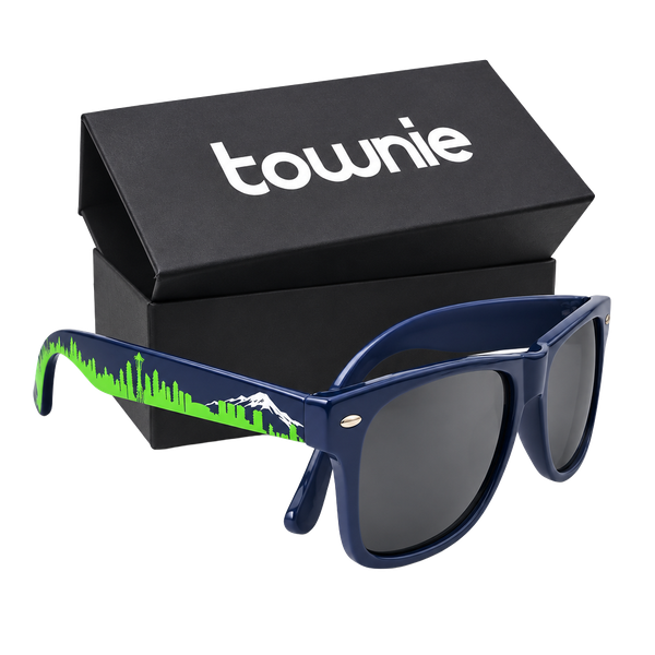 Townie Seattle Skyline Sunglasses Blue with Case