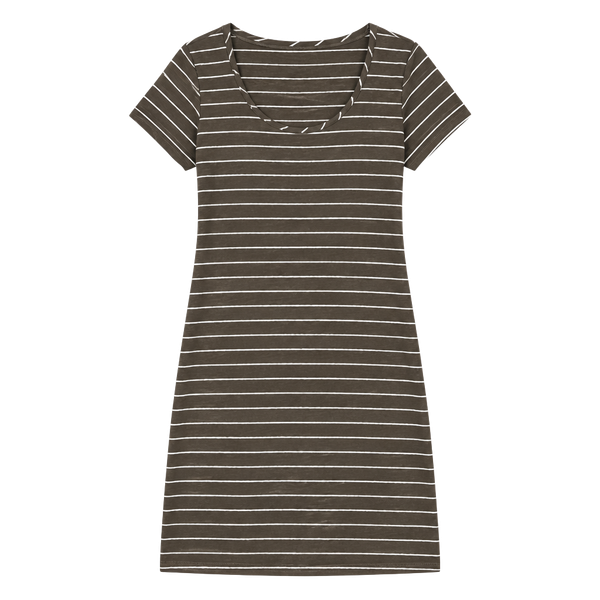 Calvin Klein T-Shirt Dress Size 6 Brown Striped Short Sleeve Scoop Neck