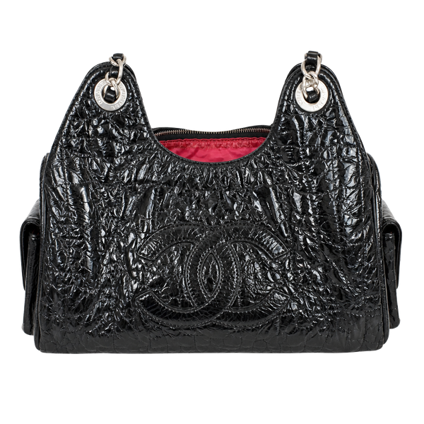  Black Patent Leather Rodeo Drive CeCe Hobo Bag
