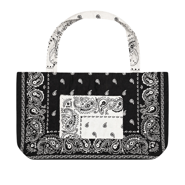 Unbranded Black And White Paisley Bandana Print Tote Bag