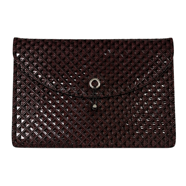 Unbranded Brown Textured Geometric Envelope Clutch Handbag
