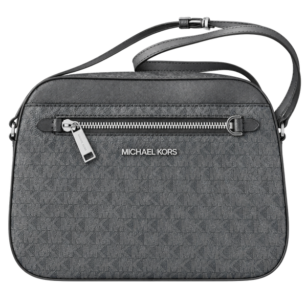 Michael Kors Jet Set Large Logo Crossbody Bag Black Saffiano