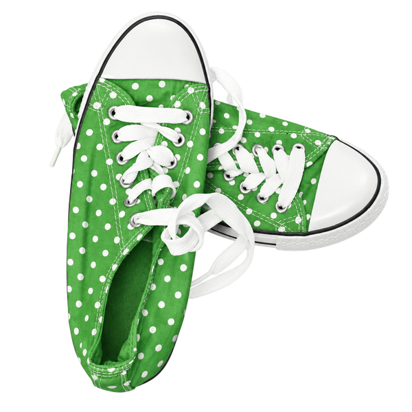 Low Top Sneakers Green White Polka Dot
