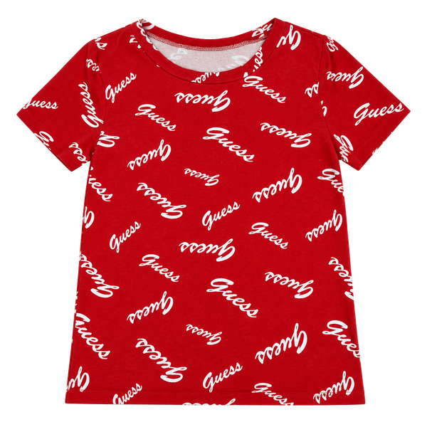 Guess Kids Red All Over Logo T-Shirt Size M (10-12)