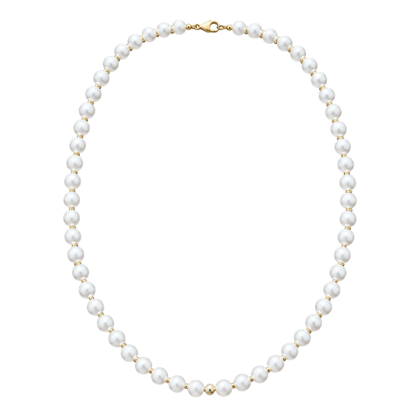 Vintage White Milk Glass Beaded Gold-Tone Necklace