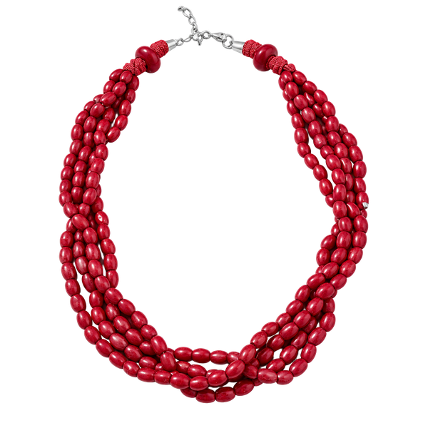 EXPRESS Multi Strand Red Beaded Statement Necklace