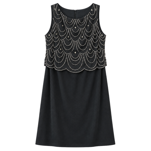 Patra by Joanna Chen Beaded Dress Size 8 Grey Sleeveless Scalloped