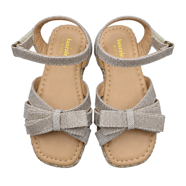 Haute Baby Kids Sandals Size 7 Gold Bow Espadrille