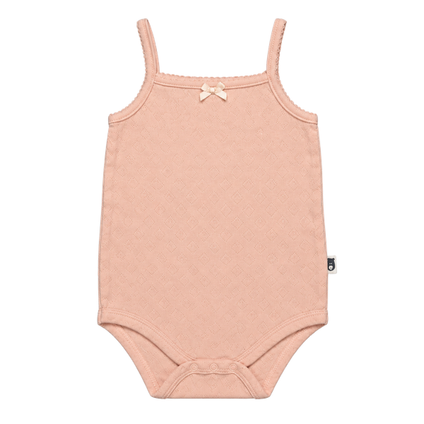 Rabbit Bear Baby Bodysuit Size 24M Peach Strappy Romper with Bow