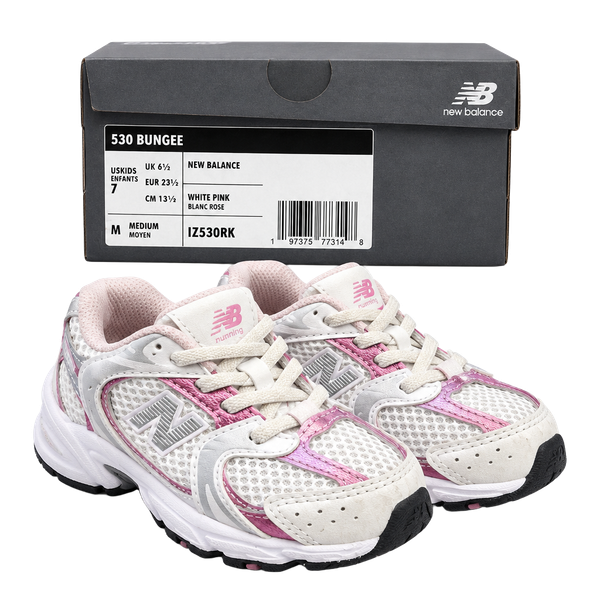 New Balance 530 Bungee Size 7 White Pink Toddler Sneakers