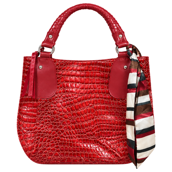 Unbranded Red Crocodile Skin Tote Shoulder Bag