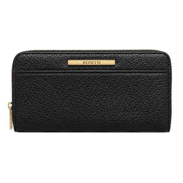 Rosetti Black Leather Zip Around Wallet