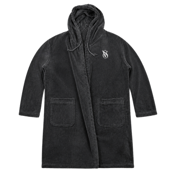 Victoria's Secret Black Plush Hooded Robe Size S/P