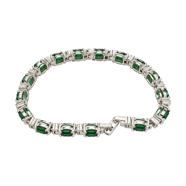 Sterling Silver Green Stone Tennis Bracelet