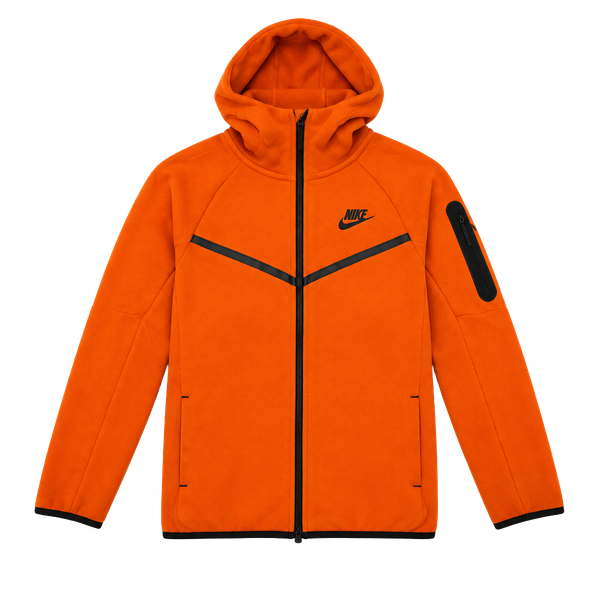 Nike Tech Fleece Full-Zip Hoodie Size 12Y Orange Black Kids