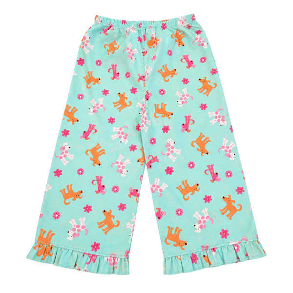 Carter's Pajama Pants Size 3T Teal Dog Flower Print Satin