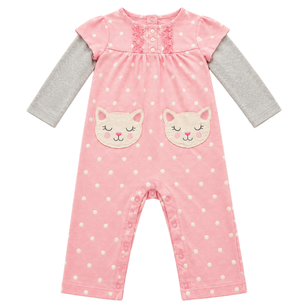 Carter's Cat Romper Size 18 Months Pink Polka Dot