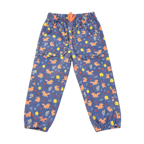 Frenoz Pants 6-12 Months Blue Corduroy Fox Print