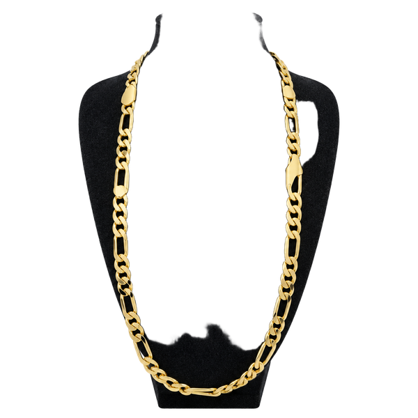 14K Gold thermal infused over brass Figaro Chain  24 Inch