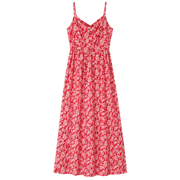 SEima Red White Leaf Print Maxi Dress Size Medium