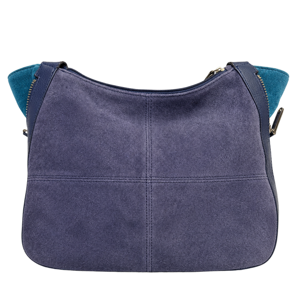Tignanello Suede Leather Hobo Shoulder Bag Blue Slouchy Purse