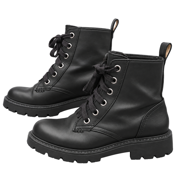 UGG Daren Black Leather Lace Up Combat Boots Size 7.5 Lug Sole Chunky 1108929