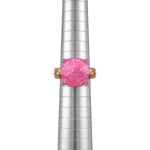 Bomb Party Ring Size 8 Pink Ice Crystal Rose Gold with Links