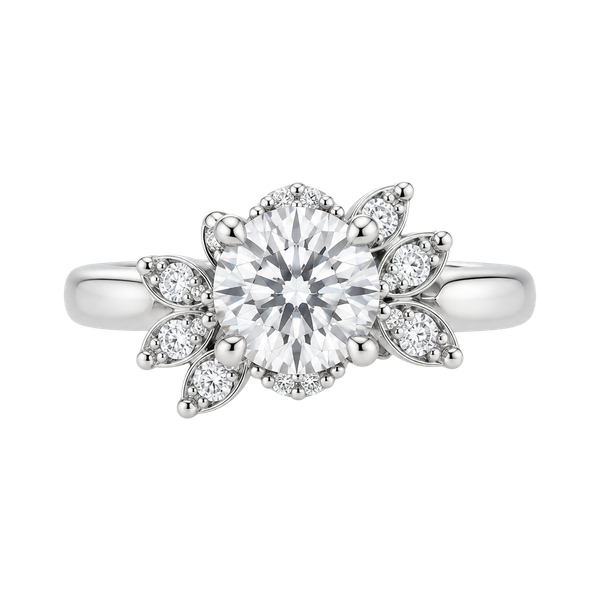 Oval Brilliant-Cut Moissanite Halo Ring with Pavé Leaf/Vine Accents 1 ct. BNWT

