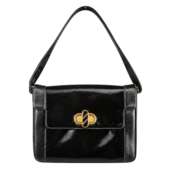 Francois California Vintage Black Patent Leather Shoulder Bag Purse
